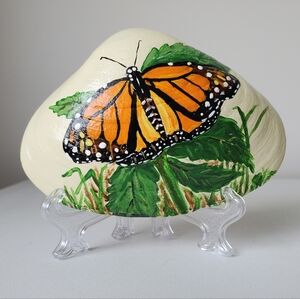 Original Monarch Butterfly Hand-Painted 4" Cottagecore Seashell By Art4annz